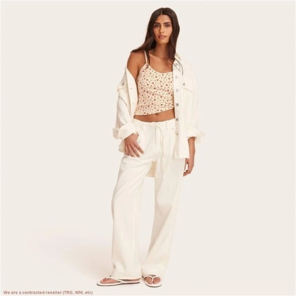 Parke x Target Women's 10 M Medium Mid-Rise Drawstring Baggy Jeans Cream Pants